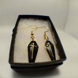 Black & Gold Coffin Earrings